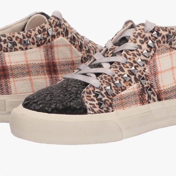 Jessica Simpson sneakers plaid animal print Sherpa - Picture 4 of 4